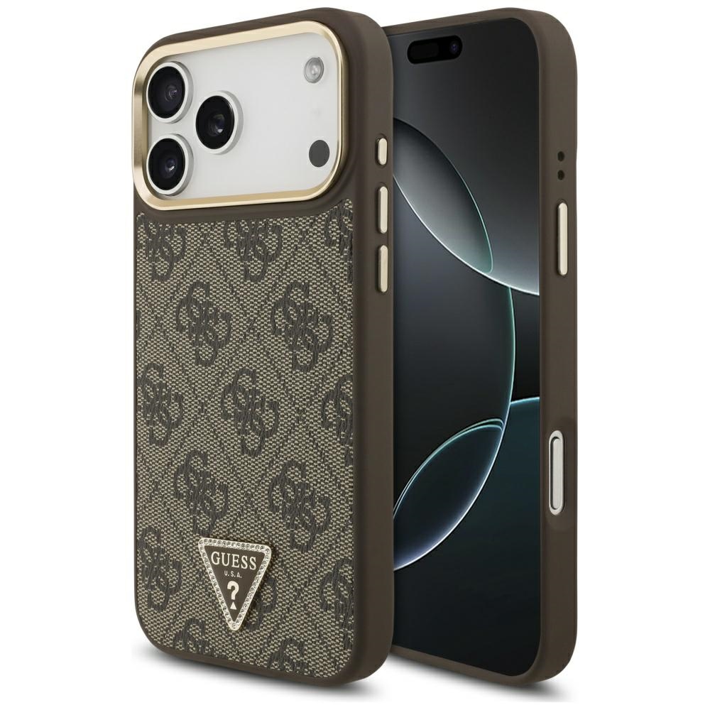 Калъф за iPhone 17 Pro Max - Guess Hardcase 4G Triangle Triangle Logo MagSafe (GUHMP17XP4GTGTDGMW) - Кафяв
