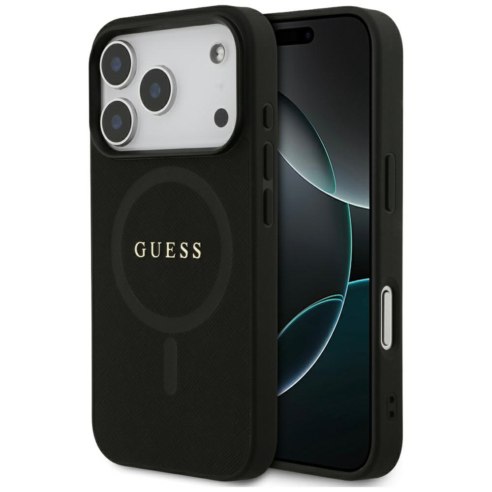 Калъф за iPhone 17 Pro - Guess Saffiano Classic Logo MagSafe (GUHMP17LPSAHMCK) - Черен