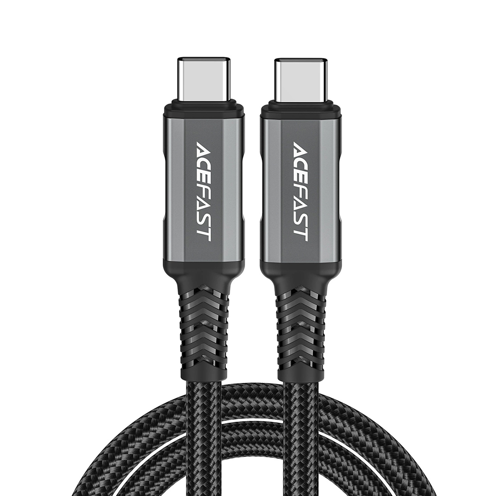 USB-C към USB-C, 40Gb/s, 4K, 5A, 240W, PD3.1, USB4, 1m - Acefast (C1-09) - сив / черен