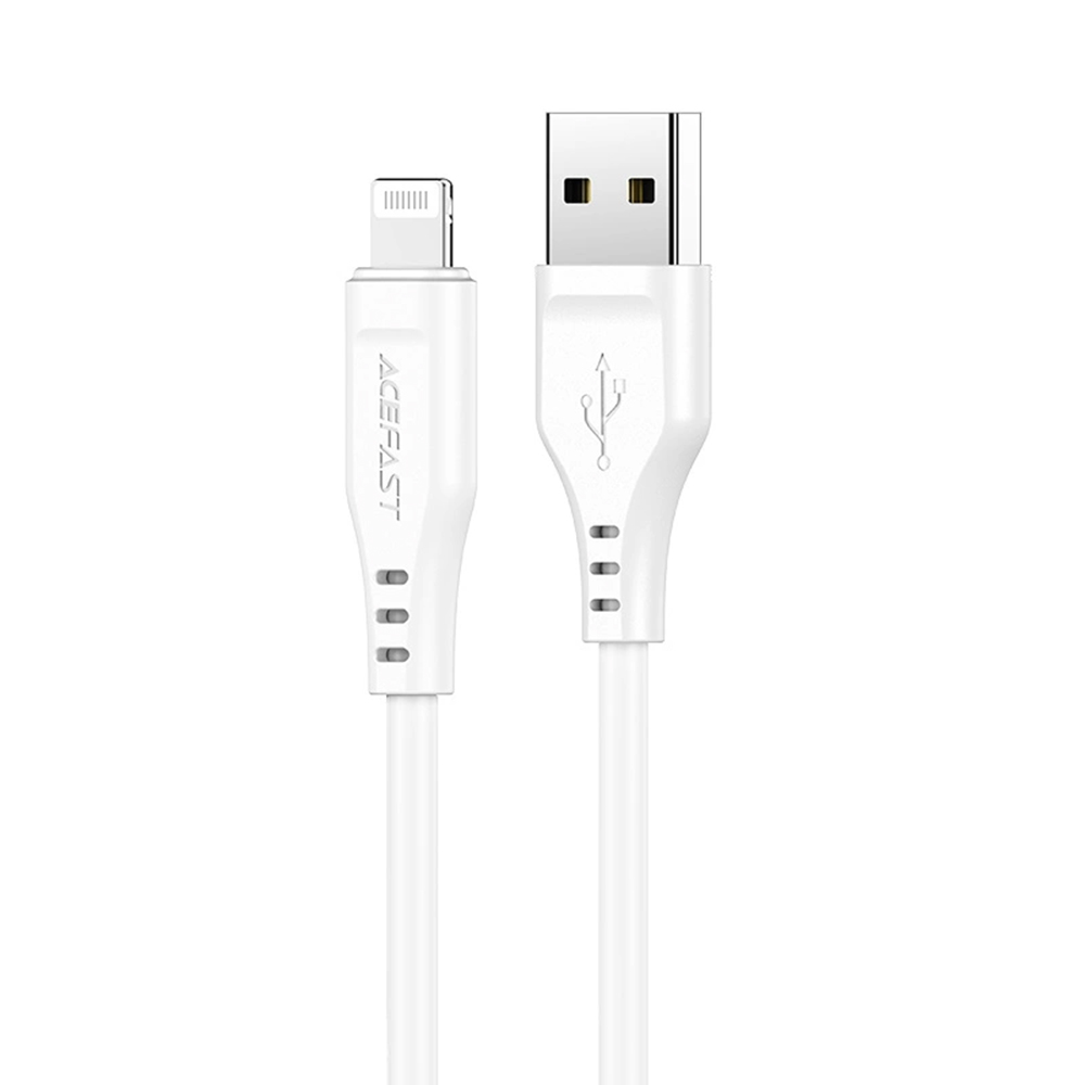 Захранващ кабел USB към Lightning, 2.4A, 480Mbps, 1.2m - Acefast (C3-02) - Бял