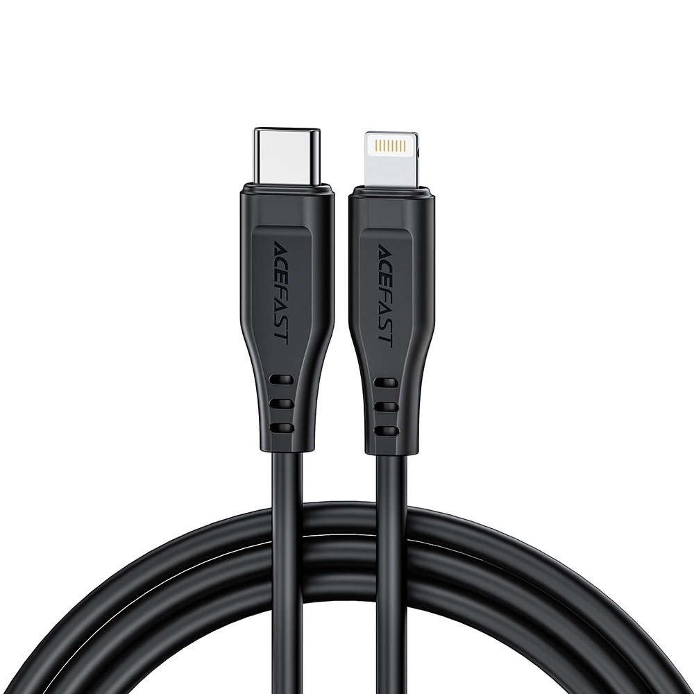 Захранващ кабел Type-C към Lightning, 30W, 3A, бързо зареждане, 1,2 м - Acefast (C3-01) - Черен