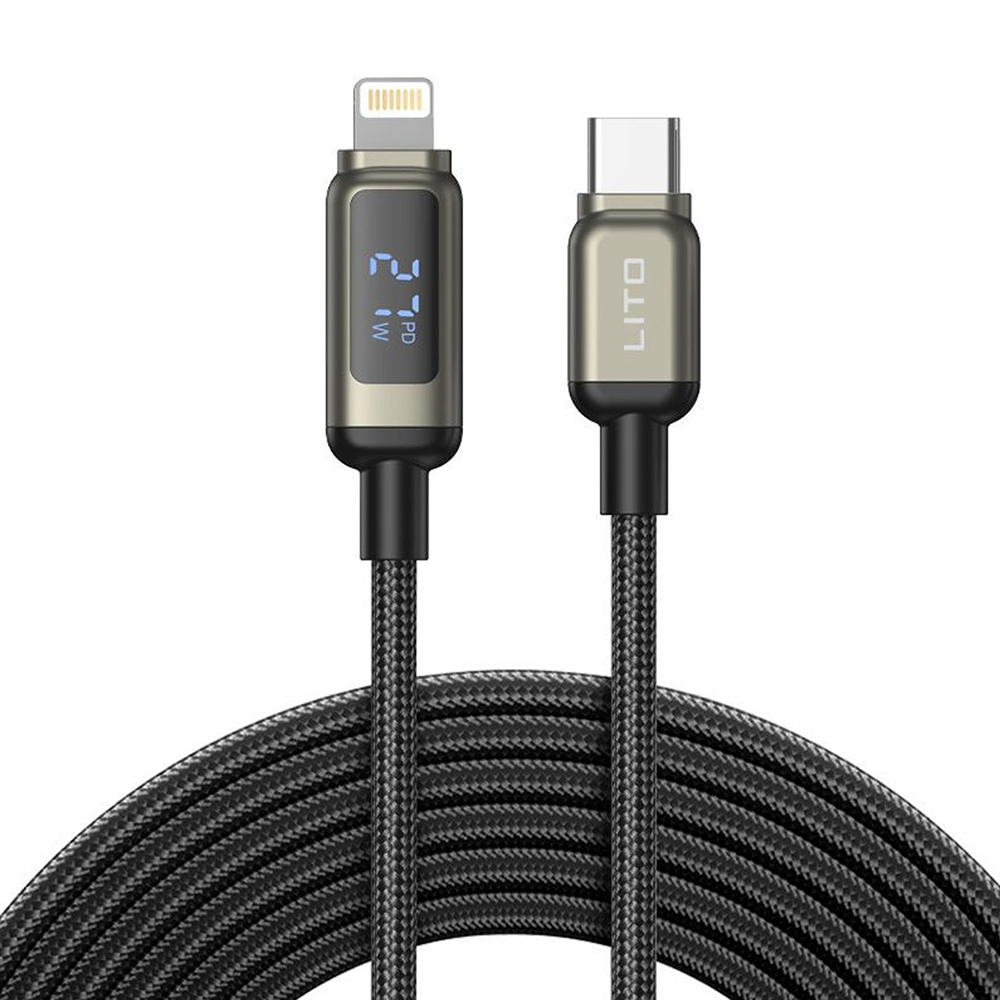Кабел за данни с USB-C жакове, iPhone и дисплей, 1 м - Lito (LD15) - Черен