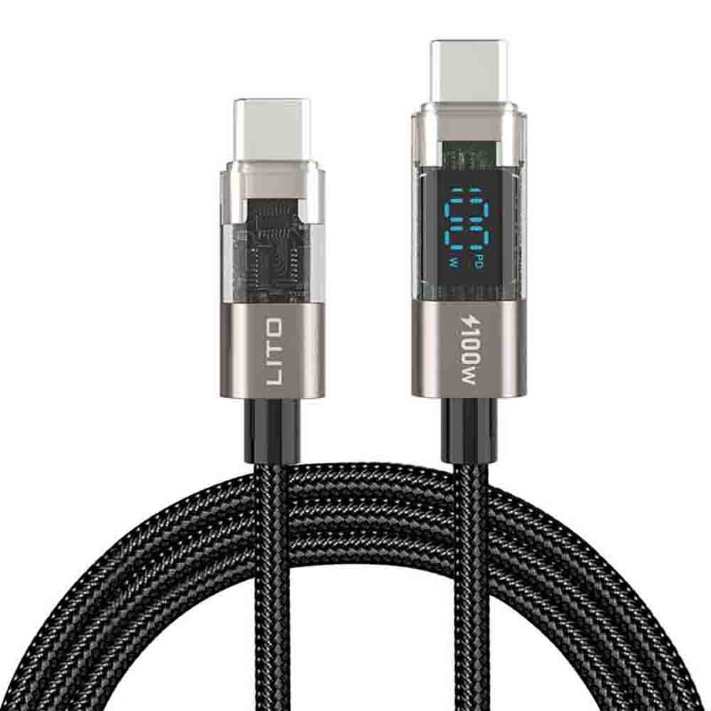 Кабел за данни с Type-C 100W, 1.2m - Lito (LD09-LC) - Черен