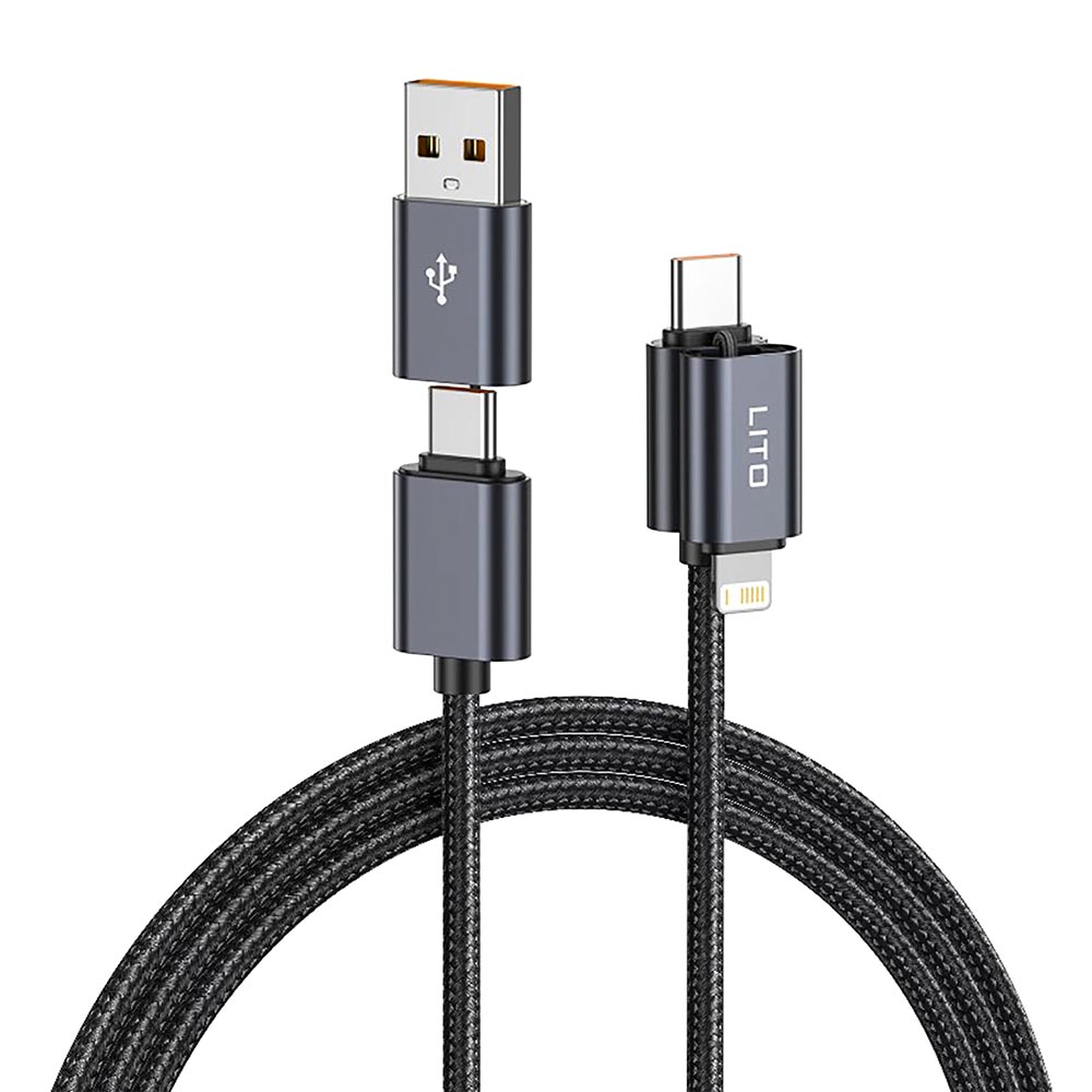 Кабел за дата 5A, бързо зареждане - Lito Magnetic 4in1 (LD21) - Черен