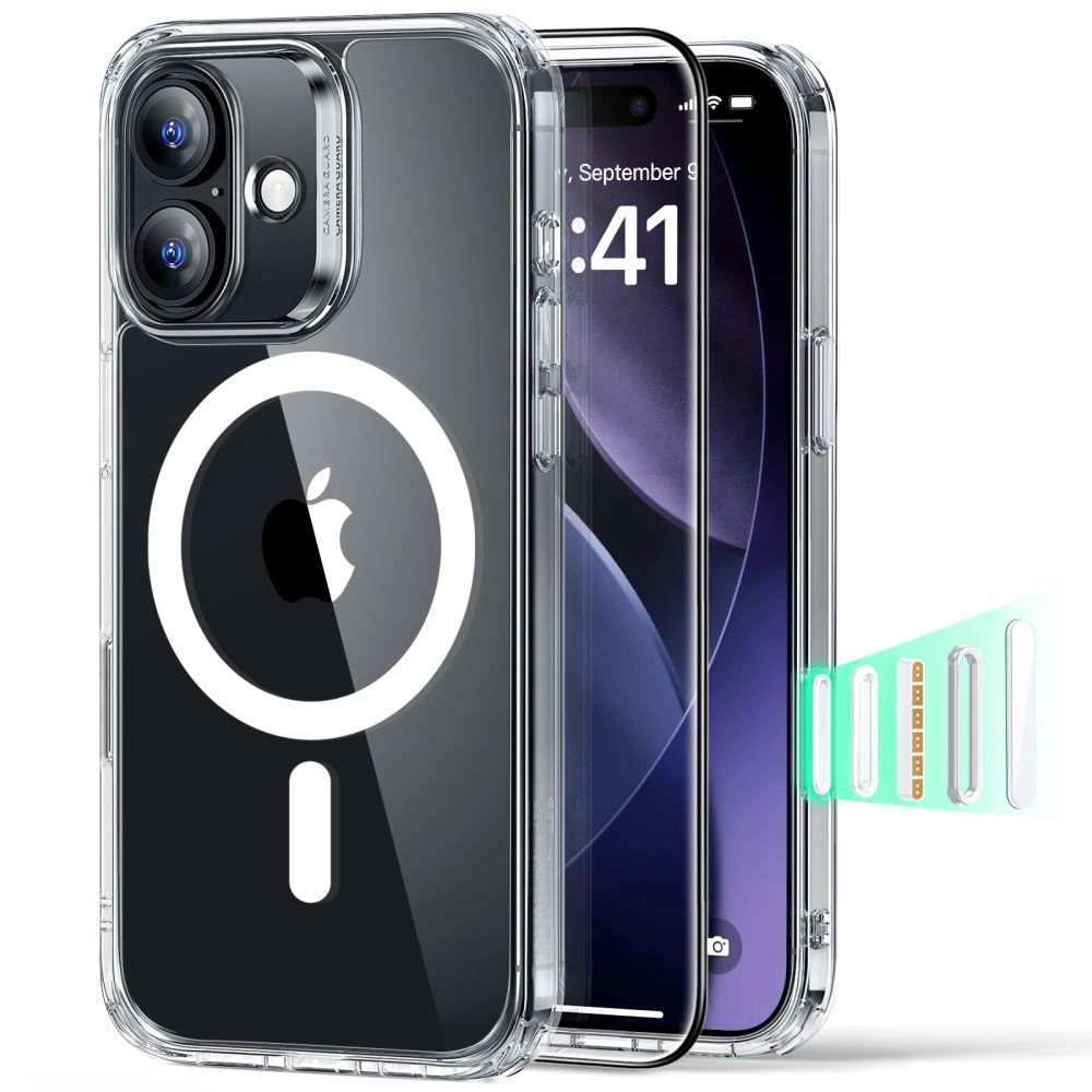 Калъф за iPhone 17 + Капак - ESR Classic Hybrid HaloLock - Прозрачен