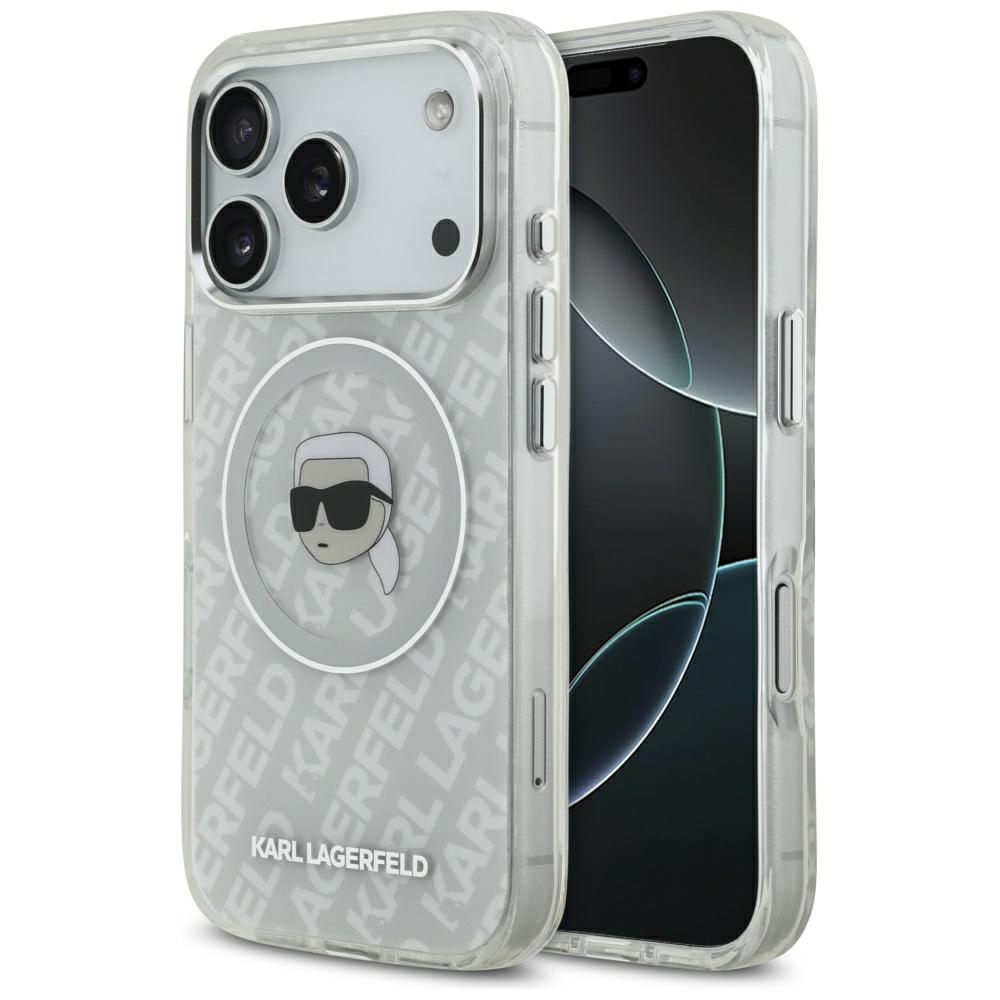 Калъф за iPhone 17 Pro - Karl Lagerfeld IML Karl Head Karl Head Logo MagSafe (KLHMP17LHMHMKBKHOG) - Сив
