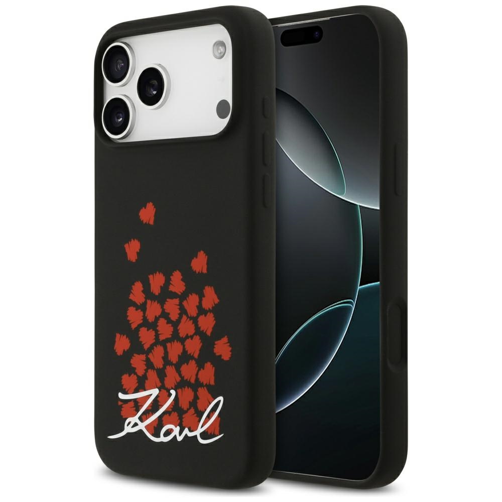Калъф за iPhone 17 Pro Max - Karl Lagerfeld Silicone Heart Sign Logo MagSafe (KLHMP17XSMHHBKSOK) - Черен