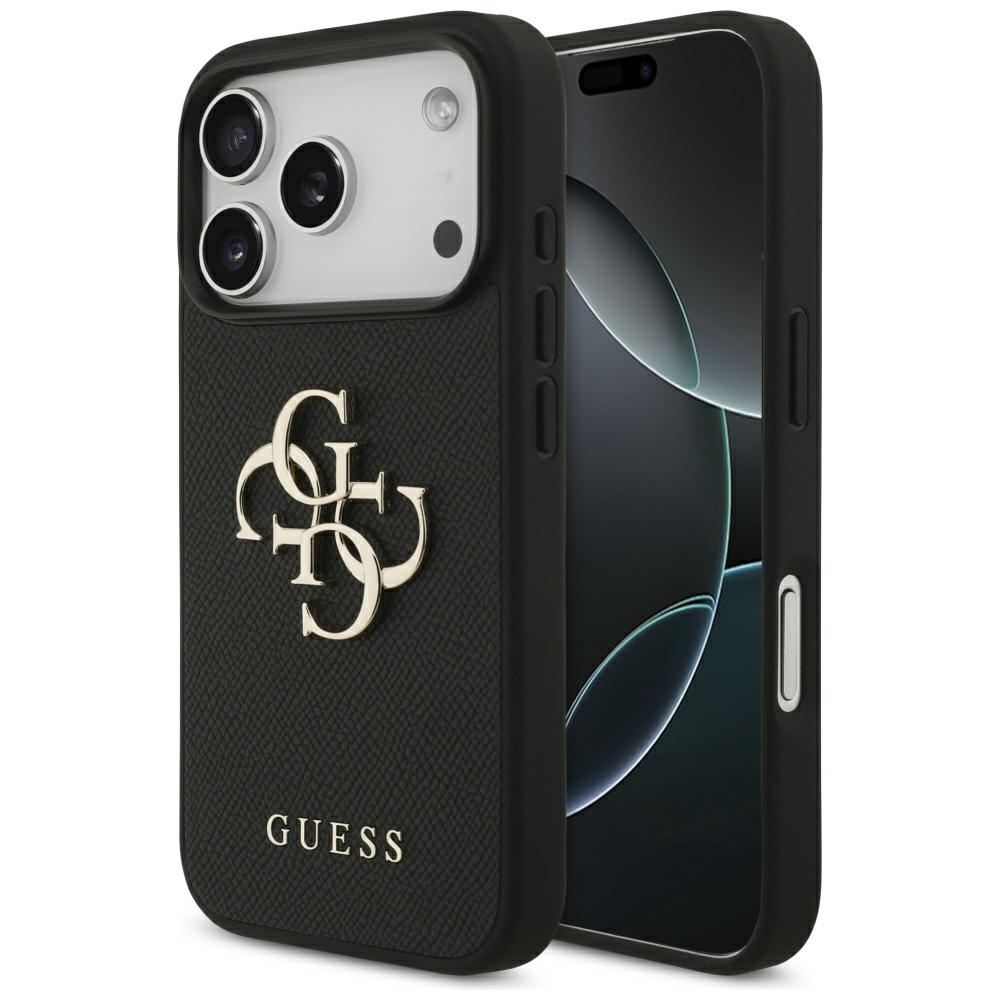 Калъф за iPhone 17 Pro - Guess Hardcase 4G Grained Big and Classic Logo (GUHCP17LPGT4MBK) - Черен