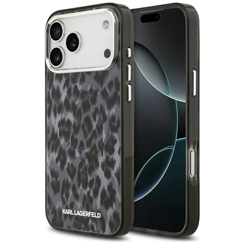 Калъф за iPhone 17 Pro Max - Karl Lagerfeld IML Leopard Pattern MagSafe (KLHMP17XHDLEOICK) - Черен