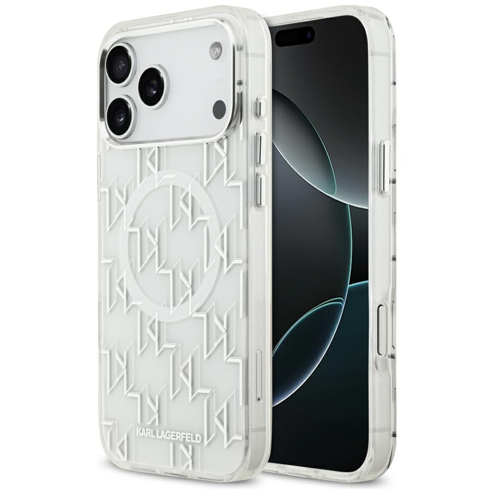 Калъф за iPhone 17 Pro Max - Karl Lagerfeld IML KL Monogram MagSafe (KLHMP17XHMIKLMEH) - Бял