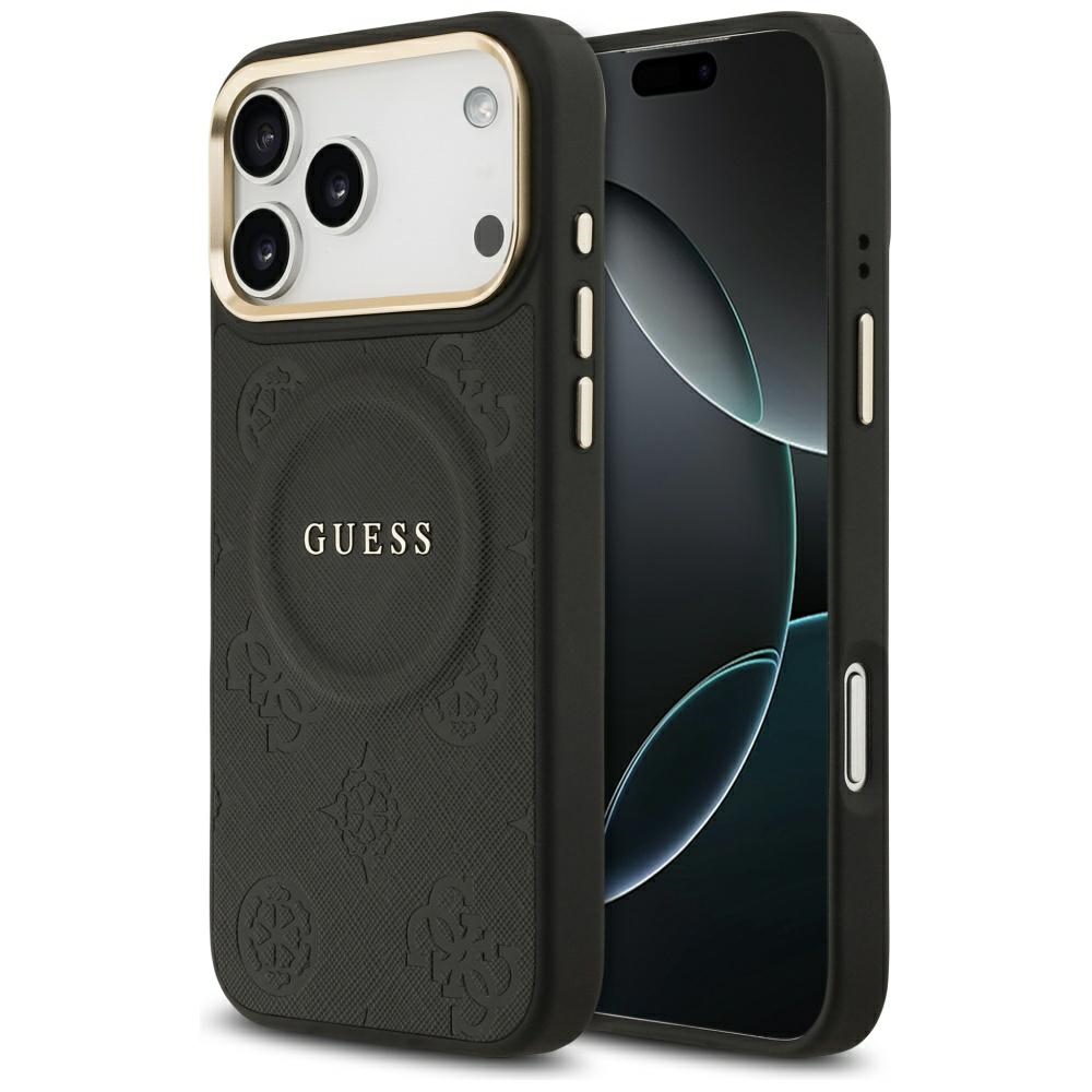 Калъф за iPhone 17 Pro Max - Guess Peony Hot Stamp MagSafe (GUHMP17XPSAMSAMSECK) - Черен