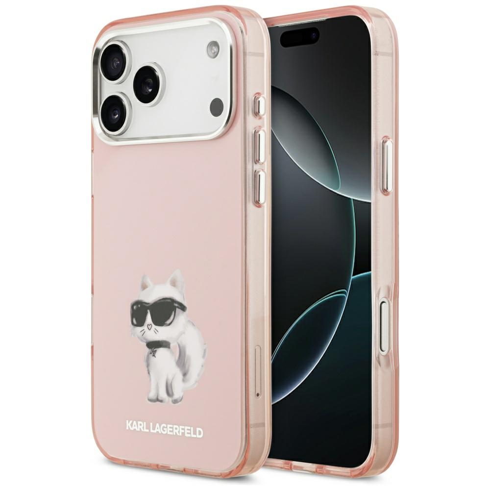 Калъф за iPhone 17 Pro Max - Karl Lagerfeld IML IML Aquarelle Choupette & Logo MagSafe (KLHMP17XHMCHAQOP) - Розов