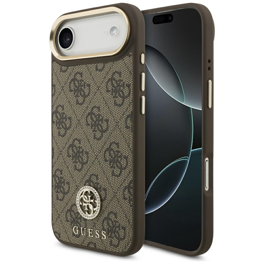 Калъф за iPhone 17 Air - Guess 4G Rhinestone Logo MagSafe (GUHMP17MP4GRMDEW) - Кафяв