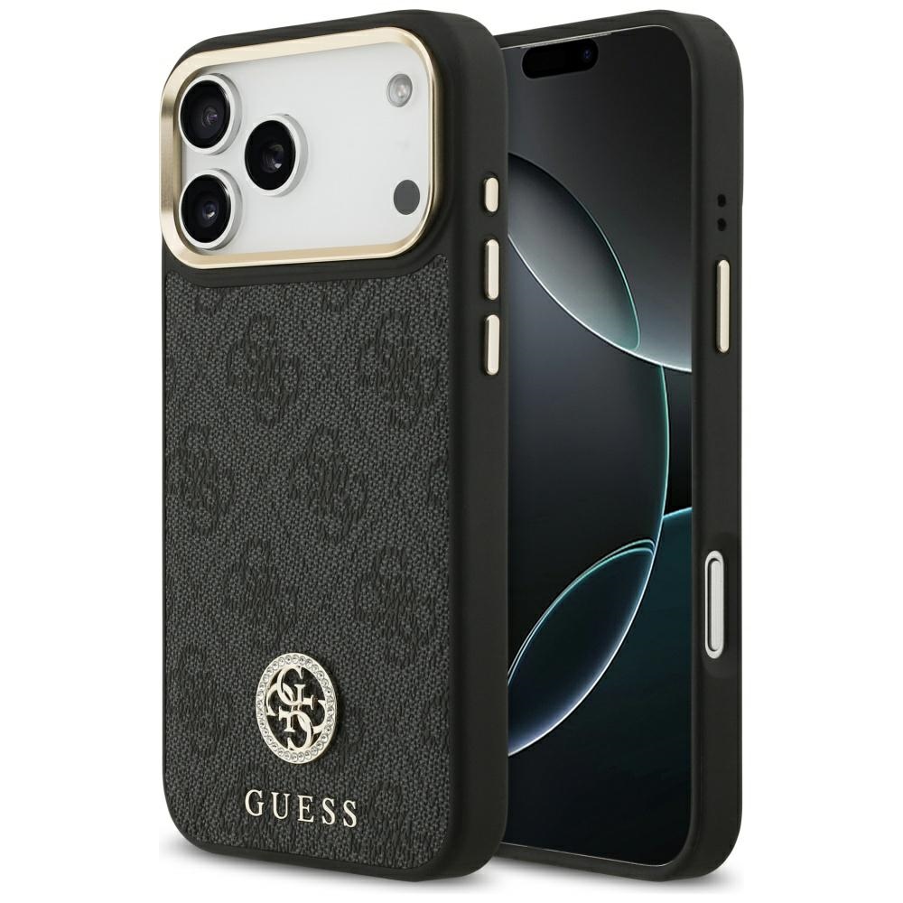 Калъф за iPhone 17 Pro Max - Guess Hardcase 4G Rhinestone Logo MagSafe (GUHMP17XP4GR4GRMDEK) - Черен