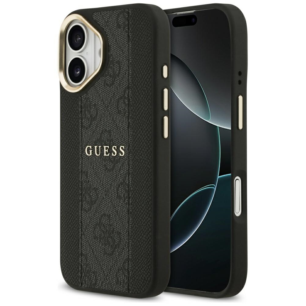 Калъф за iPhone 17 - Guess Hardcase 4G Stripe MagSafe (GUHMP17SPG4SEMCK) - Черен