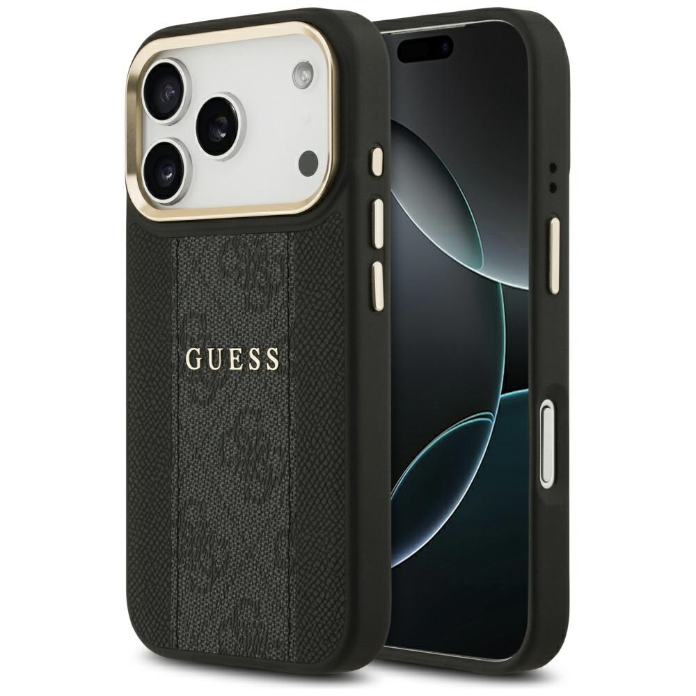 Калъф за iPhone 17 Pro - Guess Hardcase 4G Stripe MagSafe (GUHMP17LPG4SEMCK) - Черен