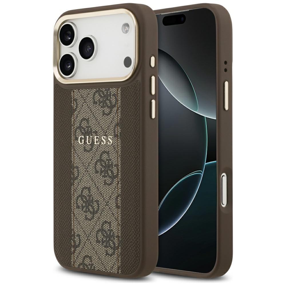 Калъф за iPhone 17 Pro - Guess Hardcase 4G Stripe MagSafe (GUHMP17LPG4SEMCW) - Кафяв