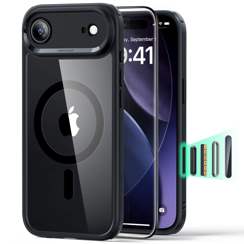 Калъф за iPhone 17 Air + Cover - ESR Classic Hybrid HaloLock - Прозрачен Черен