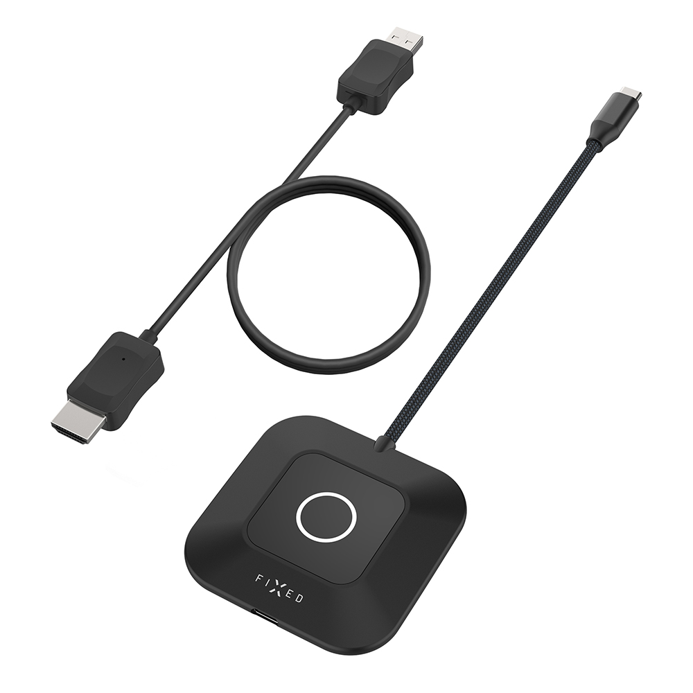 Адаптер, HDMI 1080p Full HD, USB-C PD100W, Plug&Play - фиксиран AirLink (FIXA-AL-BK) - Черен