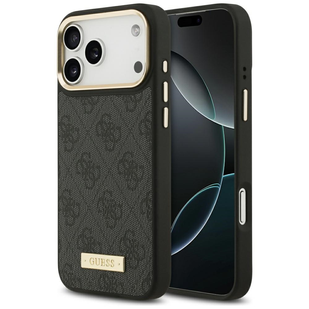 Калъф за iPhone 17 Pro Max - Guess Hardcase 4G Logo Plate MagSafe (GUHMP17XU4GPRK) - Черен