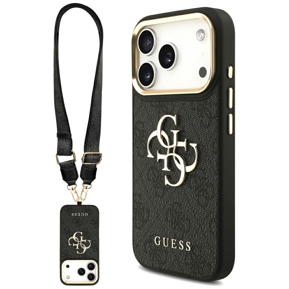 Калъф за iPhone 17 Pro - Guess Big 4G Classic Logo with Big Strap Metal Buttons (GUHCP17LP4G4G4BCSK) - Черен