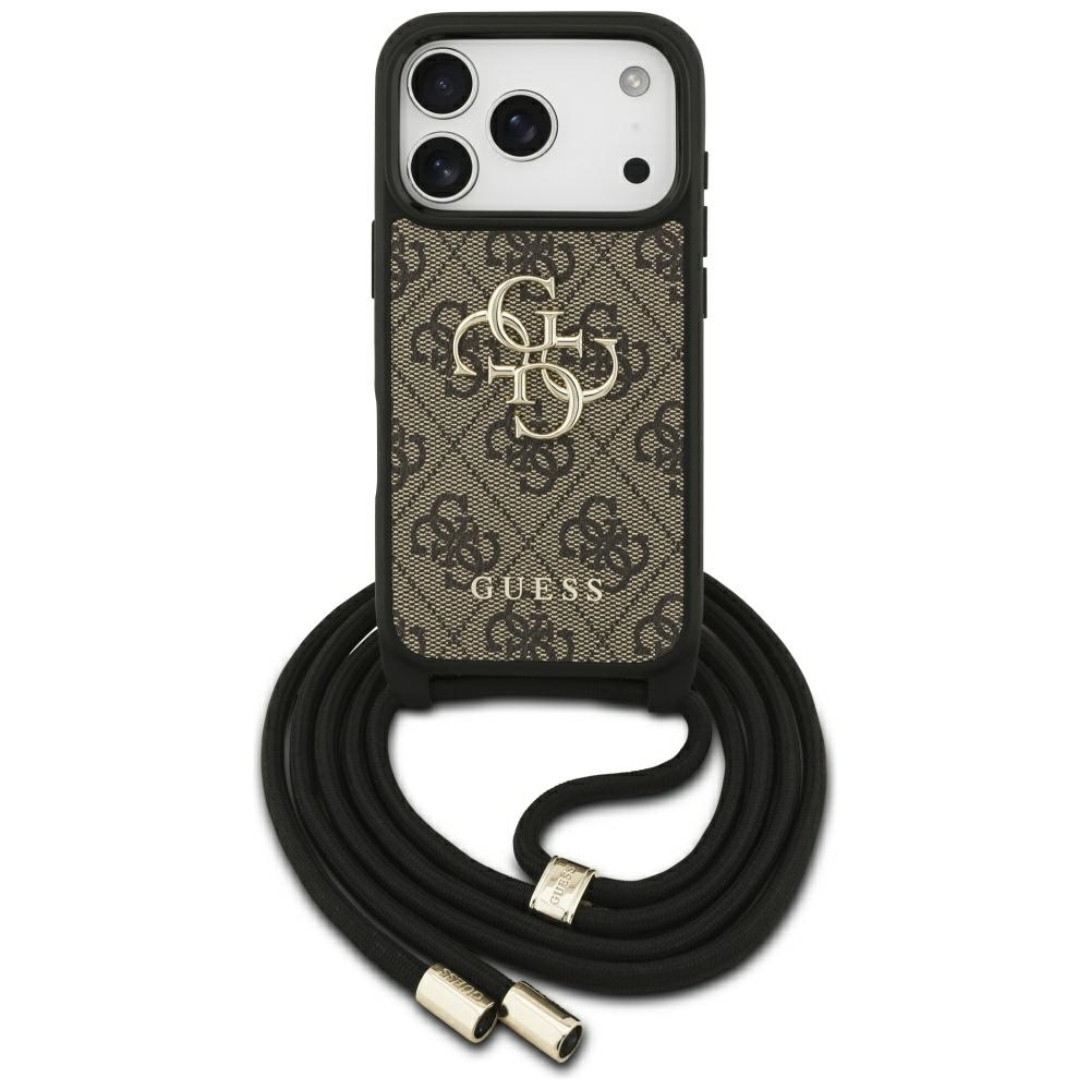 Калъф за iPhone 17 Pro - Guess Crossbody Cord 4G голямо лого (GUHCP17LP4GMGCRW) - Кафяв