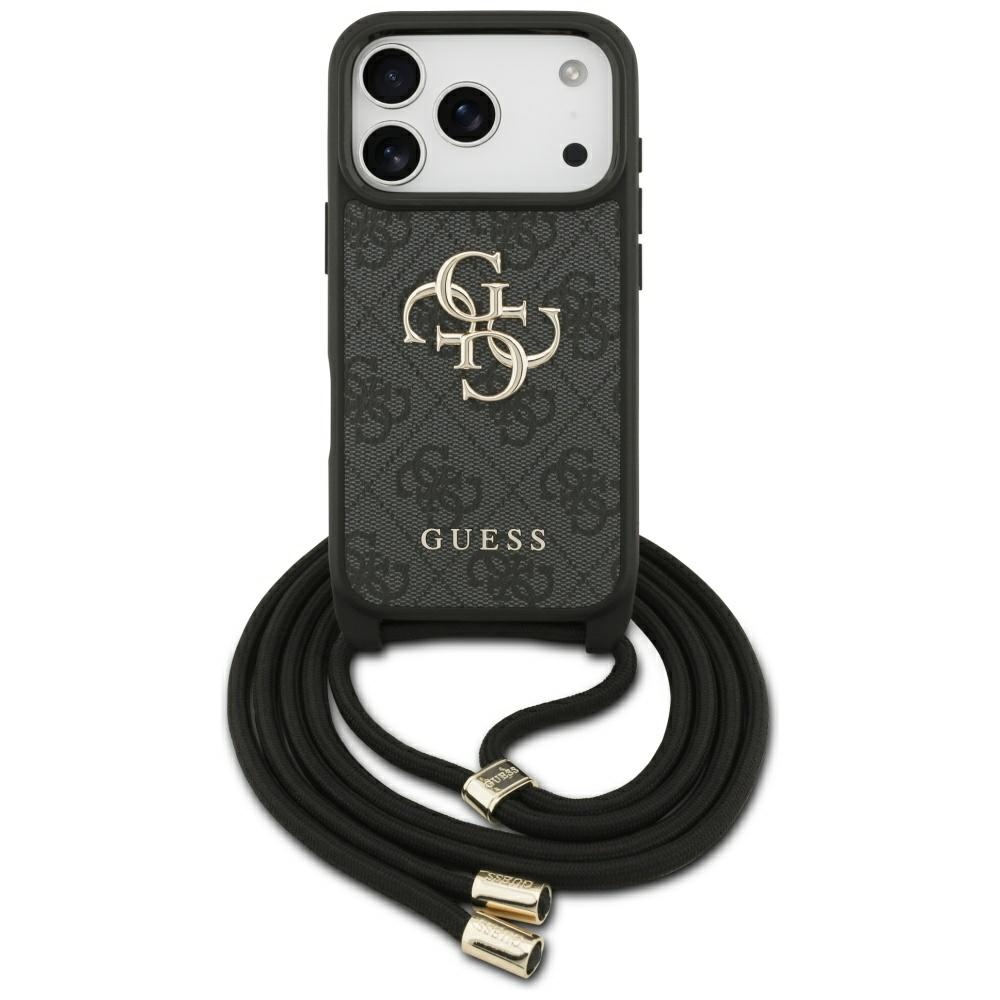 Калъф за iPhone 17 Pro - Guess Crossbody Cord 4G Big Logo (GUHCP17LP4GMGCRK) - Черен