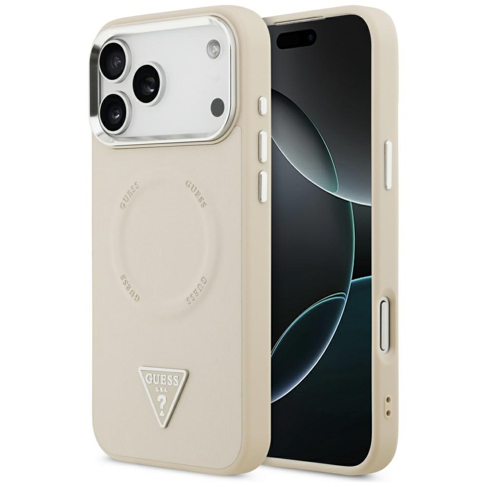 Калъф за iPhone 17 Pro Max - Guess Hardcase Triangle Logo MagSafe (GUHMP17XPSDTSCME) - Бежов