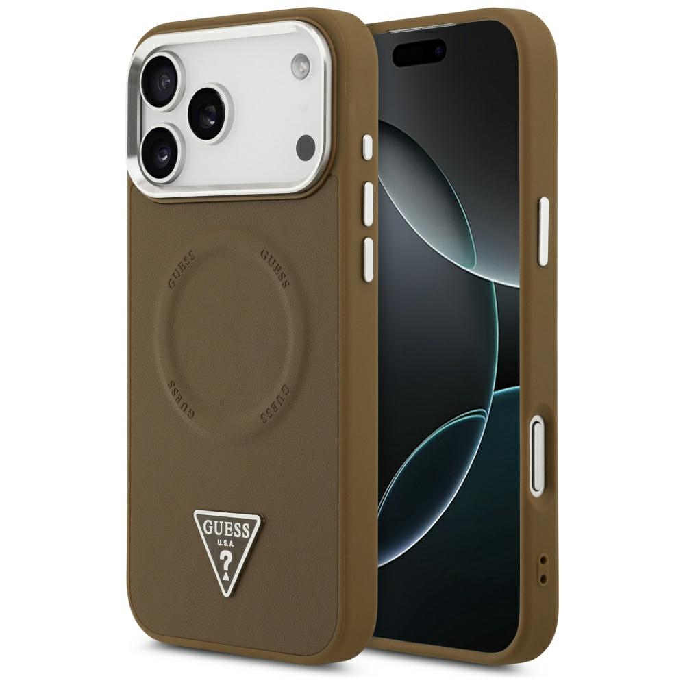 Калъф за iPhone 17 Pro Max - Guess Hardcase Triangle Logo MagSafe (GUHMP17XPSDTSCMW) - Кафяв