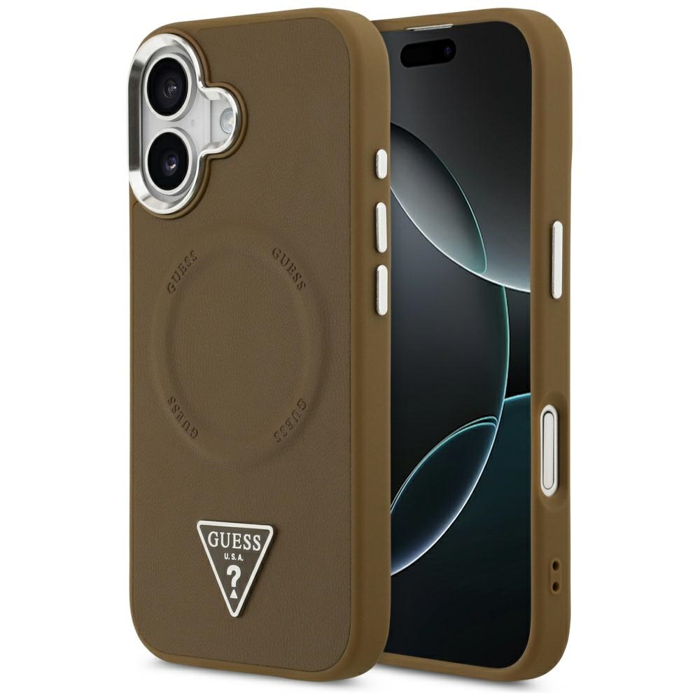 Калъф за iPhone 17 - Guess Hardcase Triangle Logo MagSafe (GUHMP17SPSDTSCMW) - Кафяв