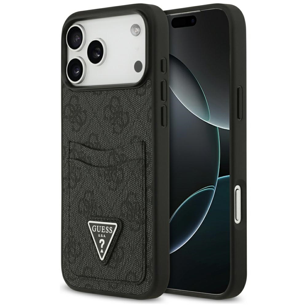 Калъф за iPhone 17 Pro Max - Guess Hardcase 4G Double Card Triangle (GUHCP17XPXP4TPK) - Черен