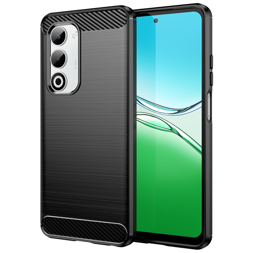 Калъф за Oppo A5 4G / A5 5G - Techsuit Carbon Silicone - Черен