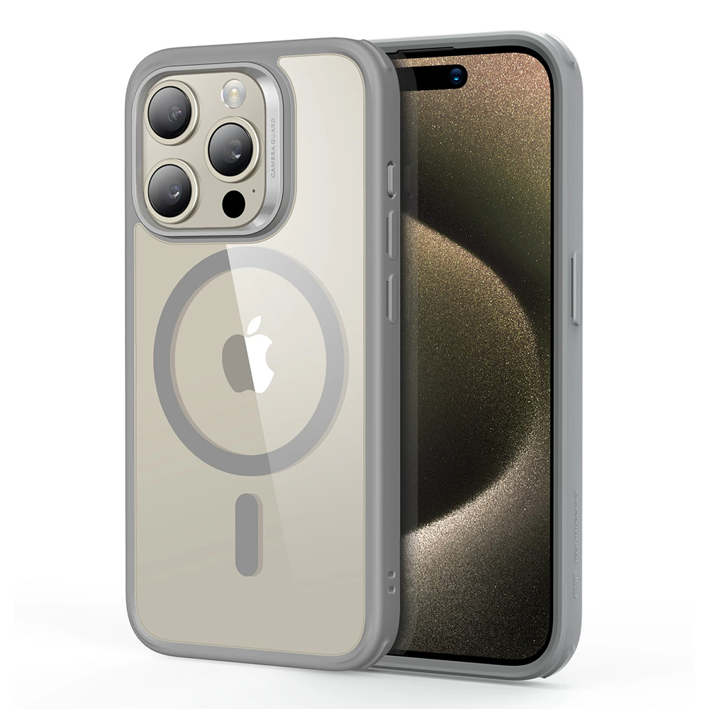 Калъф за iPhone 15 Pro Max - ESR Classic Classic Hybrid HaloLock - Прозрачен Сив