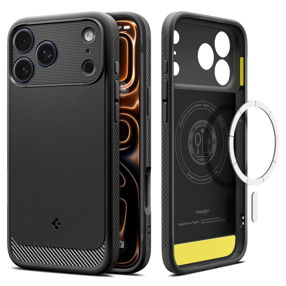 Калъф за iPhone 17 Pro - Spigen Rugged Armor MagSafe (ACS10329) - черен мат