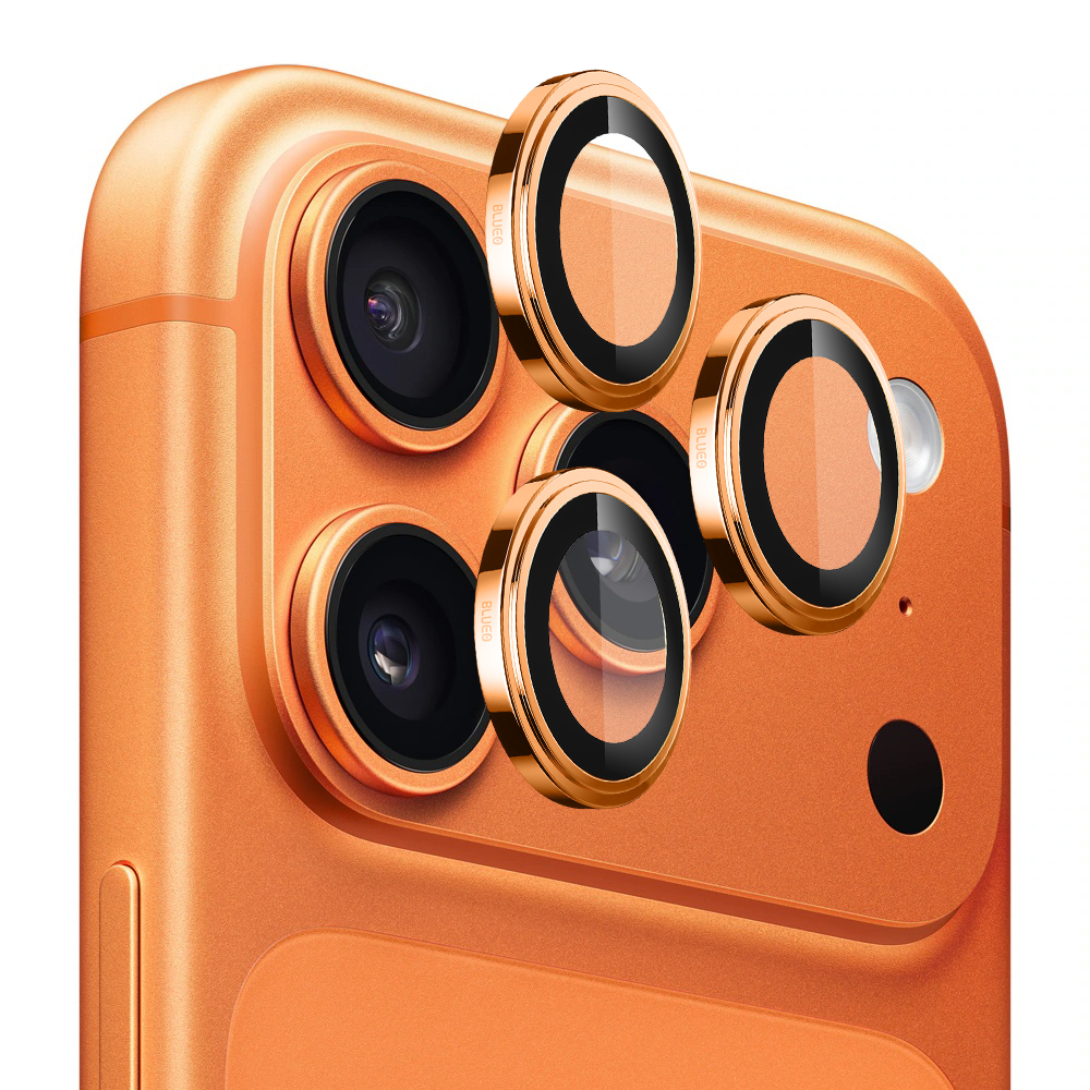 Калъф за iPhone 17 Pro / iPhone 17 Pro Max - Blueo Sapphire Crystal Original Lens Glass - Оранжев