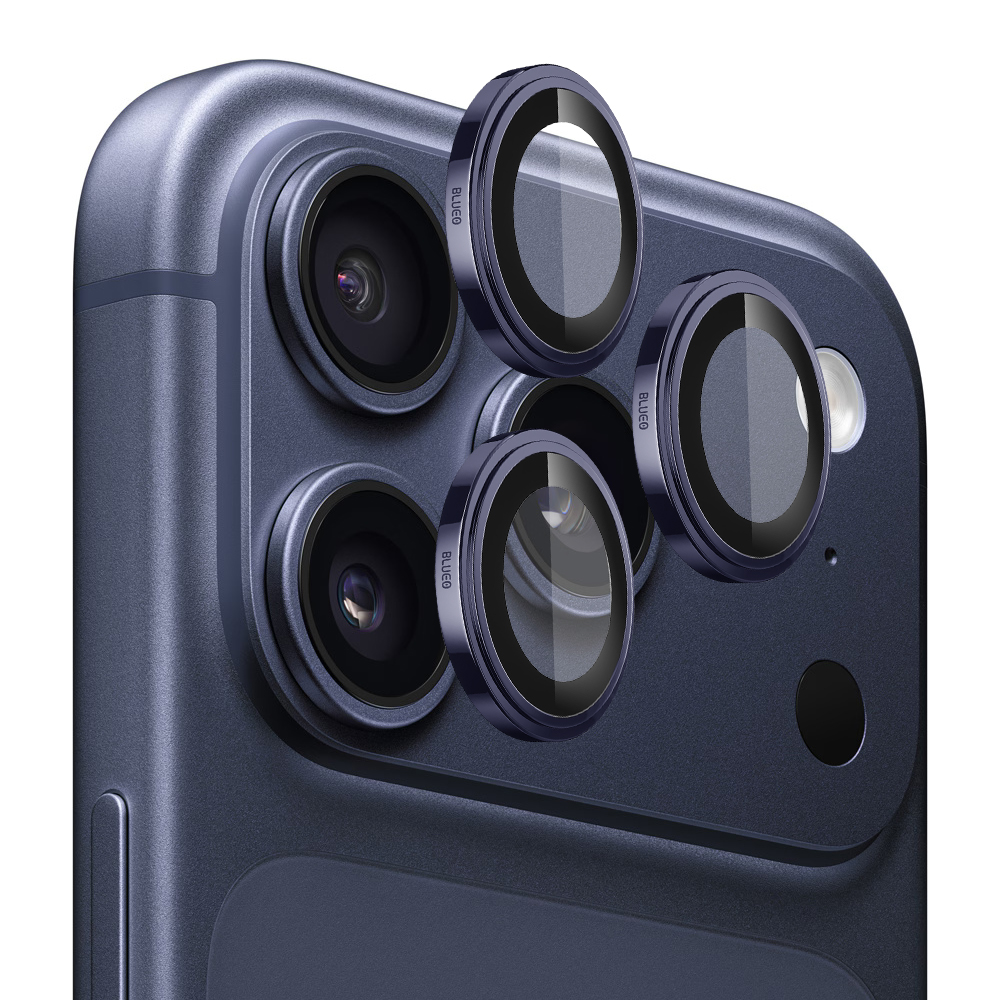 Калъф за iPhone 17 Pro / iPhone 17 Pro Max - Blueo Sapphire Crystal Original Lens Glass - Тъмносин