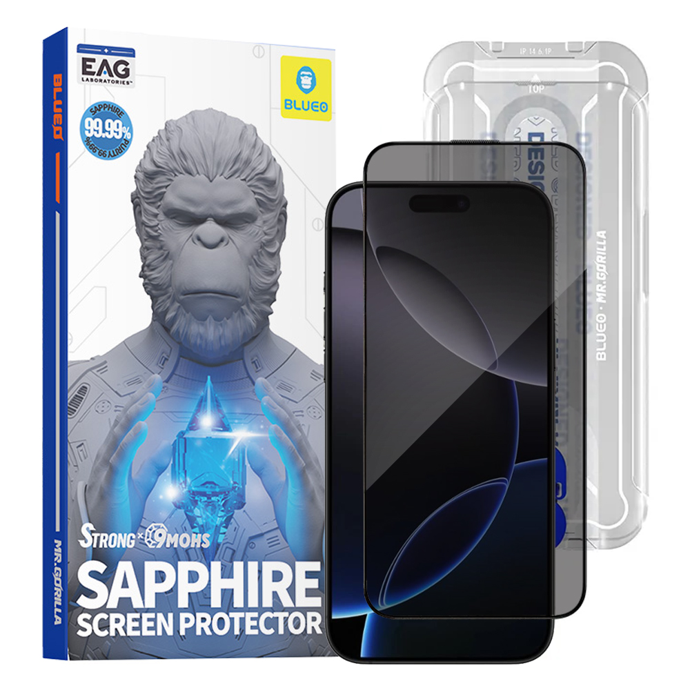 Калъф за iPhone 16 Pro Max / iPhone 17 Pro Max - Blueo Premium Sapphire, нечупливо / надраскващо се 9H стъкло - Поверителност