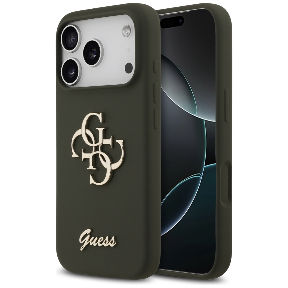 Калъф за iPhone 17 Pro - Guess Silicone Big 4G Script (GUHCP17LSC4GSMA) - Каки