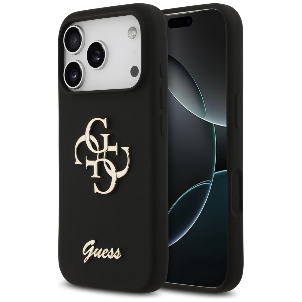 Калъф за iPhone 17 Pro - Guess Silicone Big 4G Script (GUHCP17LSC4GSMK) - Черен