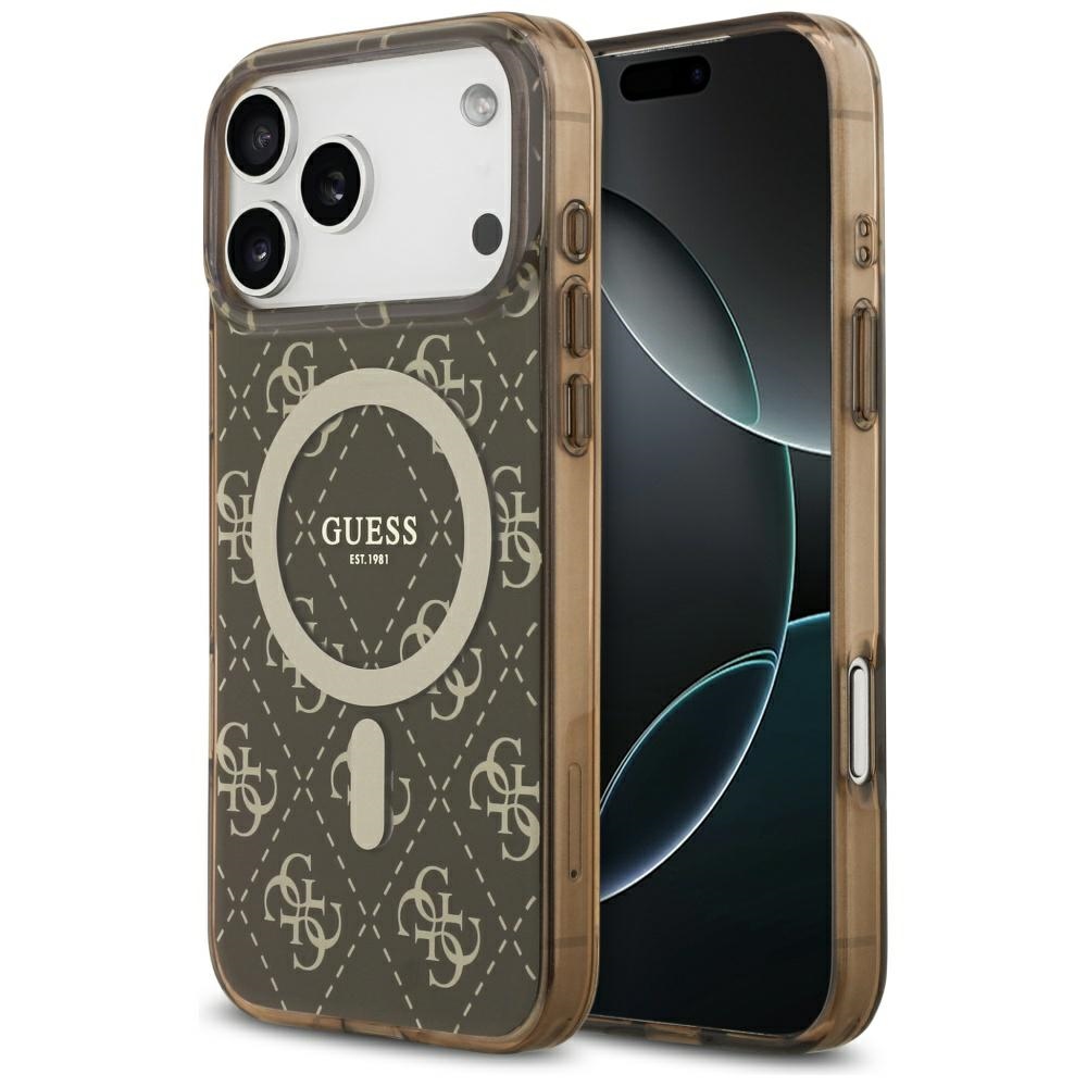 Калъф за iPhone 17 Pro Max - Guess IML 4G Background MagSafe (GUHMP17XH4D4TEW) - Кафяв