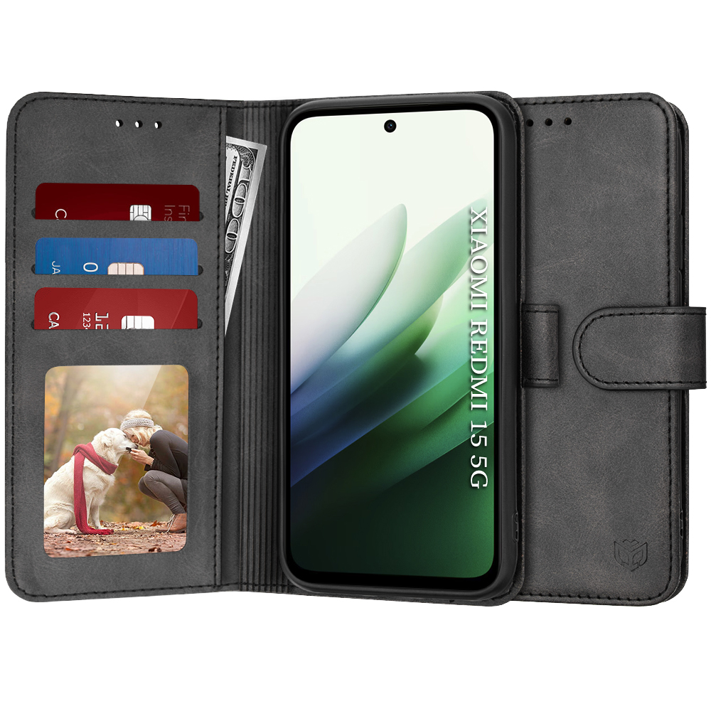Калъф за Xiaomi Redmi 15 4G / Redmi 15 5G - Techsuit Diary Book - Черен