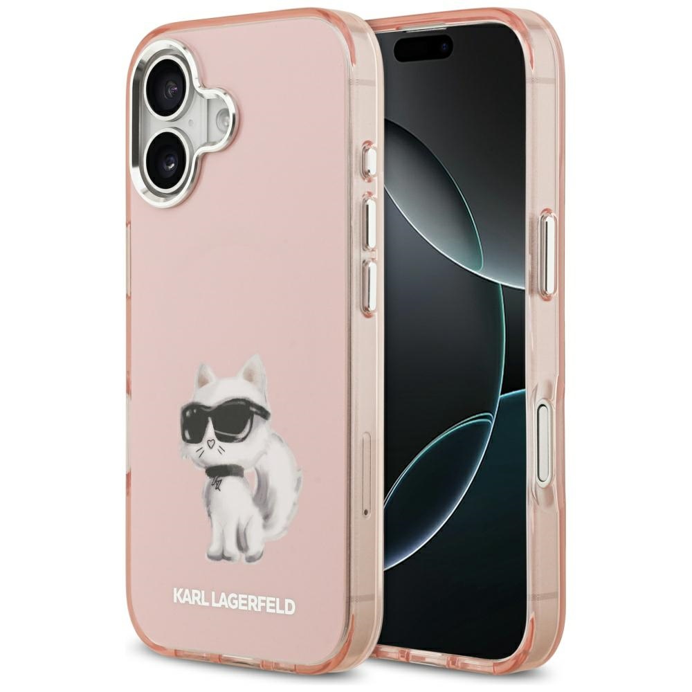 Калъф за iPhone 17 - Karl Lagerfeld IML MagSafe IML MagSafe Aquarelle Choupette & Logo (KLHMP17SHMCHAQOP) - Розов