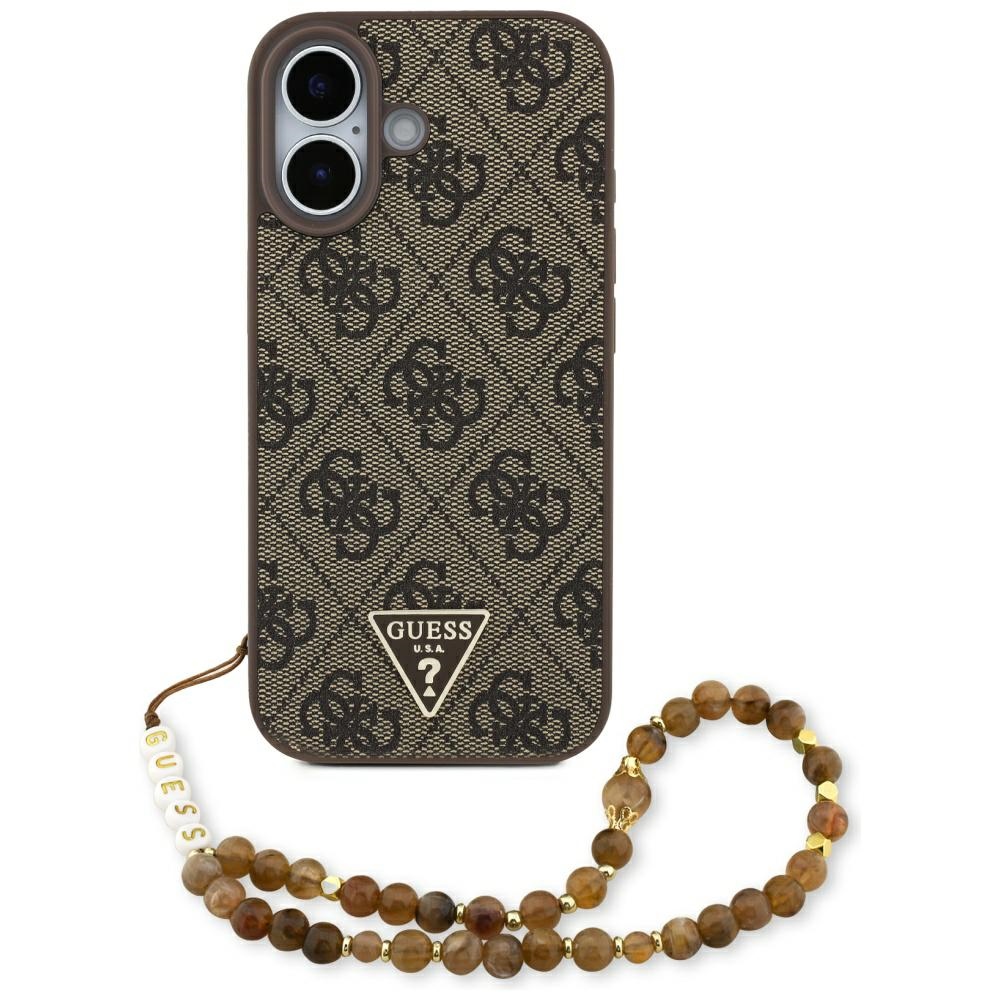 Калъф за iPhone 17 - Guess Hardcase 4G Strap Triangle Triangle Logo MagSafe (GUHMP17SP4TSDPPSW) - Кафяв