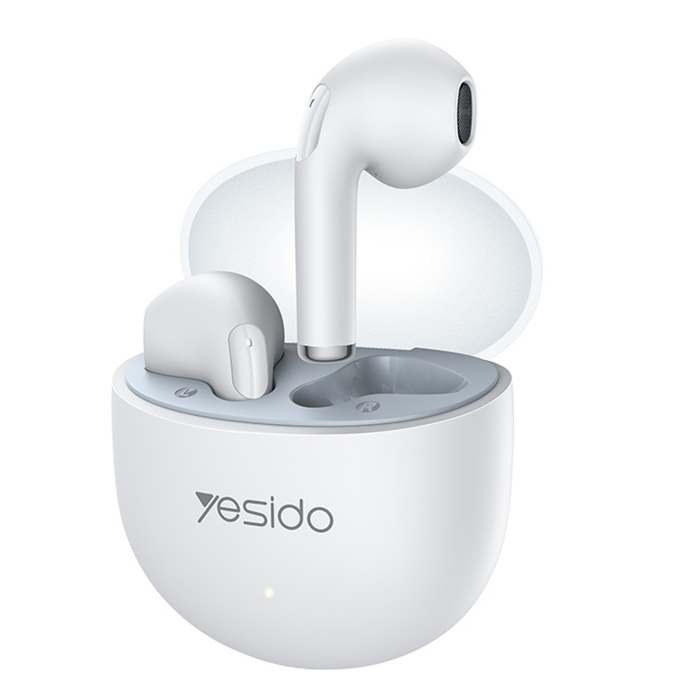 Bluetooth слушалка, безжична, половин в ухото, 250mAh, стерео - Yesido (TWS35) - бяла
