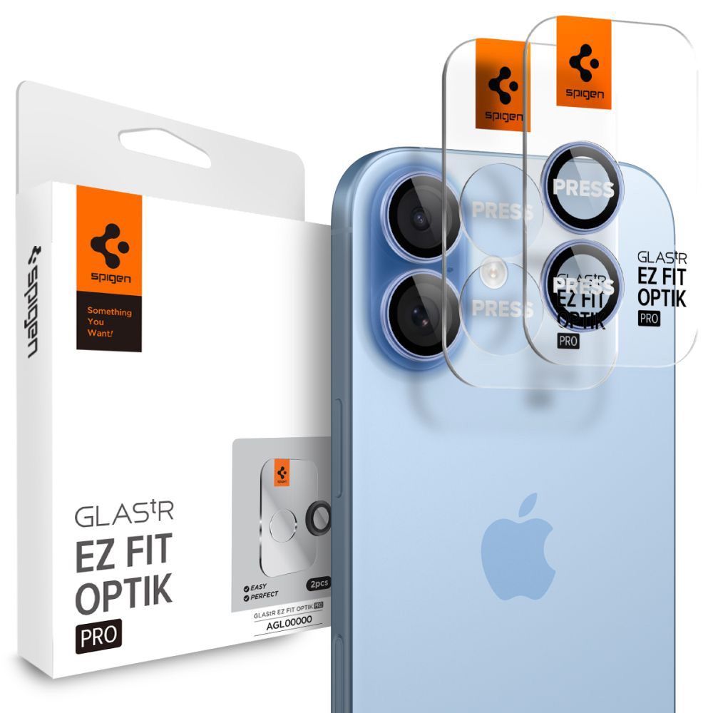 Фолио за камера за iPhone 17 / iPhone 16 Plus / iPhone 16 (комплект 2) - Spigen Glas.tR Optik EZ Fit Pro (AGL10129) - Син