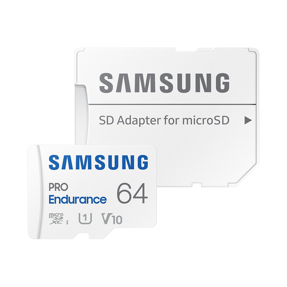 Карта с памет, адаптер, 64GB, Class 10, UHS-I, FHD/4K - Samsung PRO Endurance (MB-MJ64KA/EU) - Бял