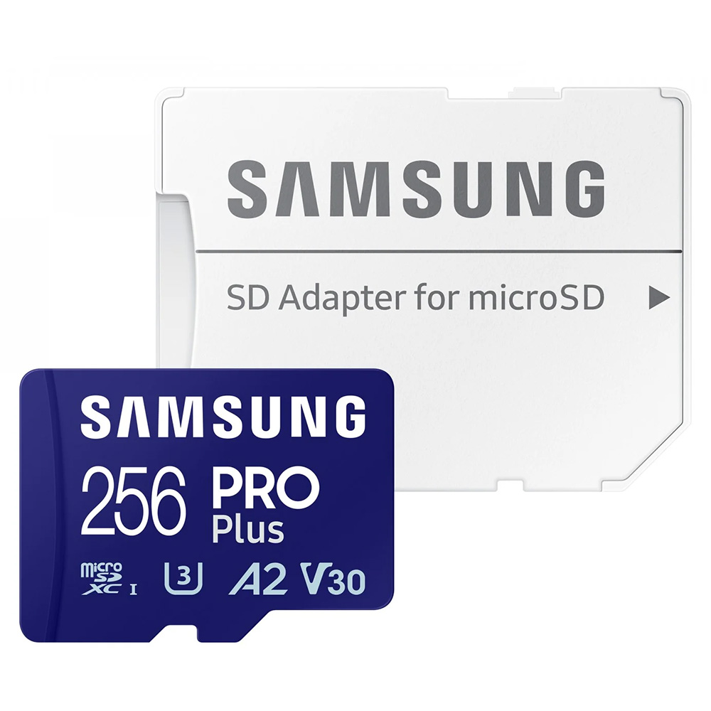 Карта с памет, SD адаптер, 256GB, UHS-I U3, 180MB/s - Samsung PRO Plus (MB-MD256SA/EU) - Бял