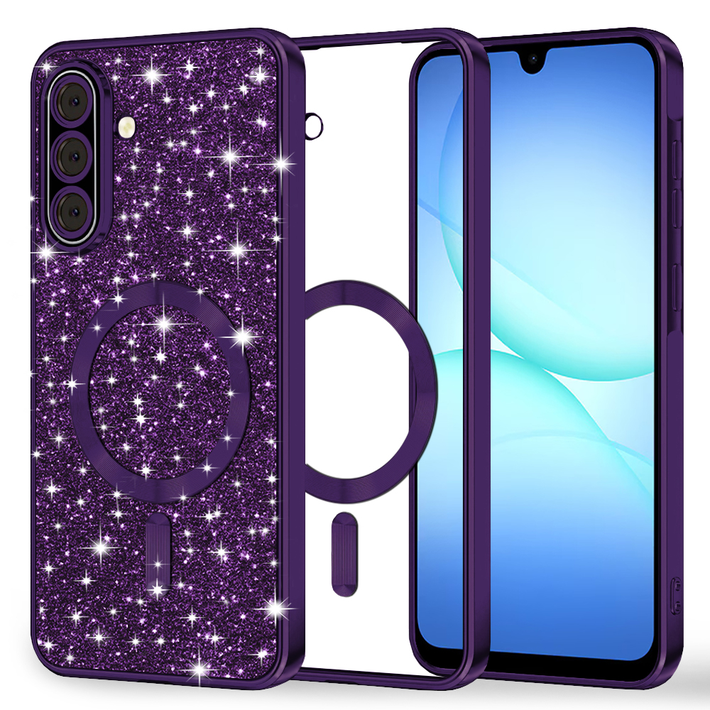 Калъф за Samsung Galaxy A17 5G / A17 4G / M17 / F17 - Techsuit Luxury Glitter MagSafe - Deep Лилав
