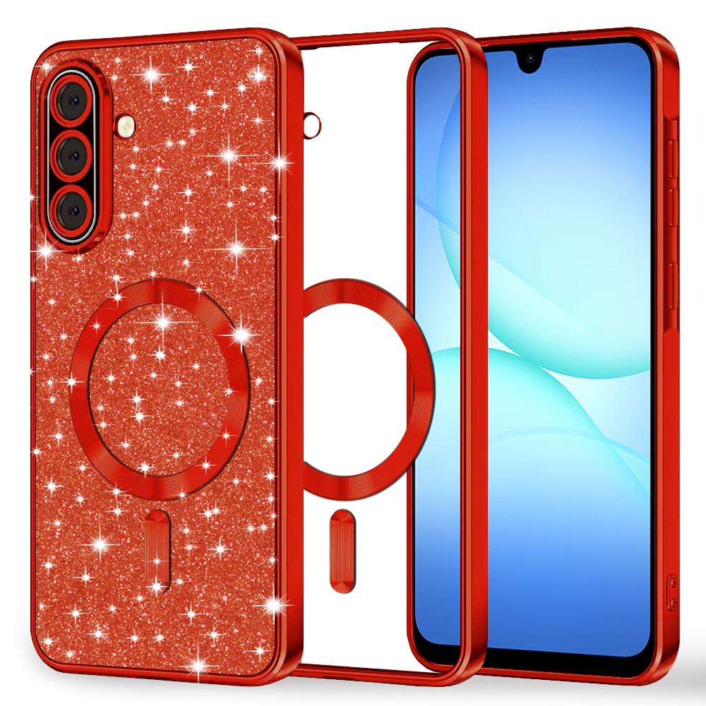 Калъф за Samsung Galaxy A17 5G / A17 4G / M17 / F17 - Techsuit Luxury Glitter MagSafe - Червен
