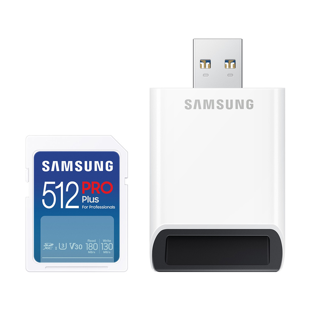 Карта с памет, Четец, 512GB, 512GB, Class 10, UHS-I, 180MB/s - Samsung (MB-SD512SB/WW) - Син/Бял